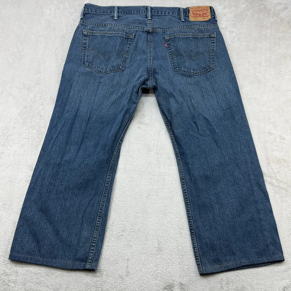 Levis 569 Loose Straight Jeans Mens 38x30 38x25 HEMMED Blue Relaxed Fit Denim
